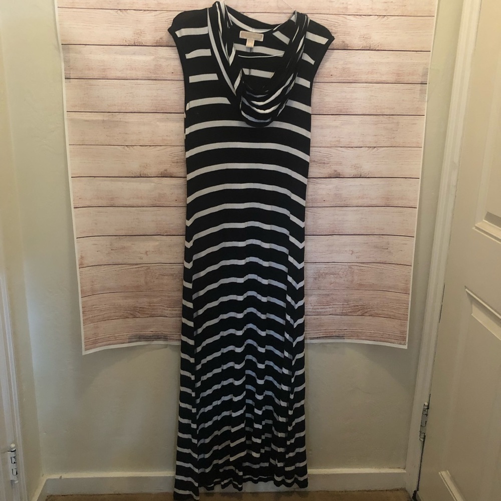 Michael Kors black and white striped long dress